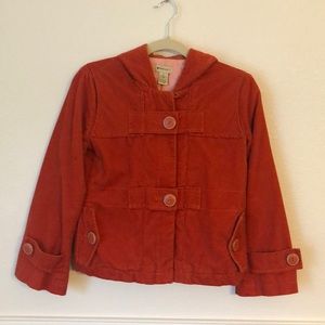 Anthropologie Elevenses Orange Corduroy Jacket.